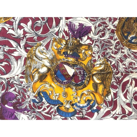 Vintage Echo 100% Wool Scarf w Heraldic Design - Picture 7 of 10